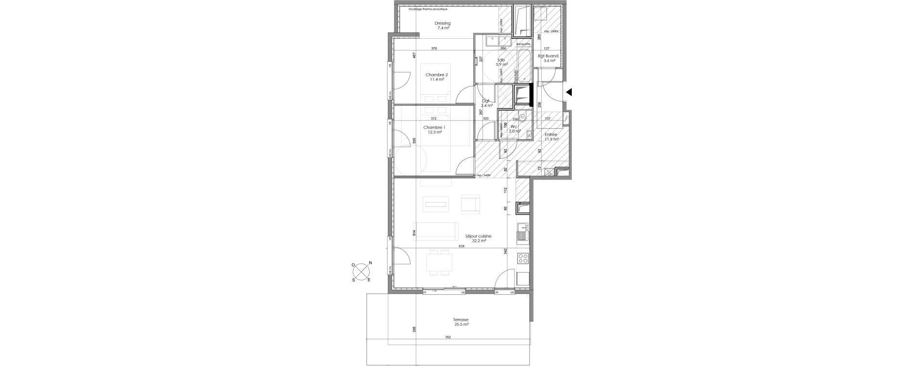 Appartement T3 de 90,10 m2 &agrave; Sainte-Foy-L&egrave;s-Lyon Centre