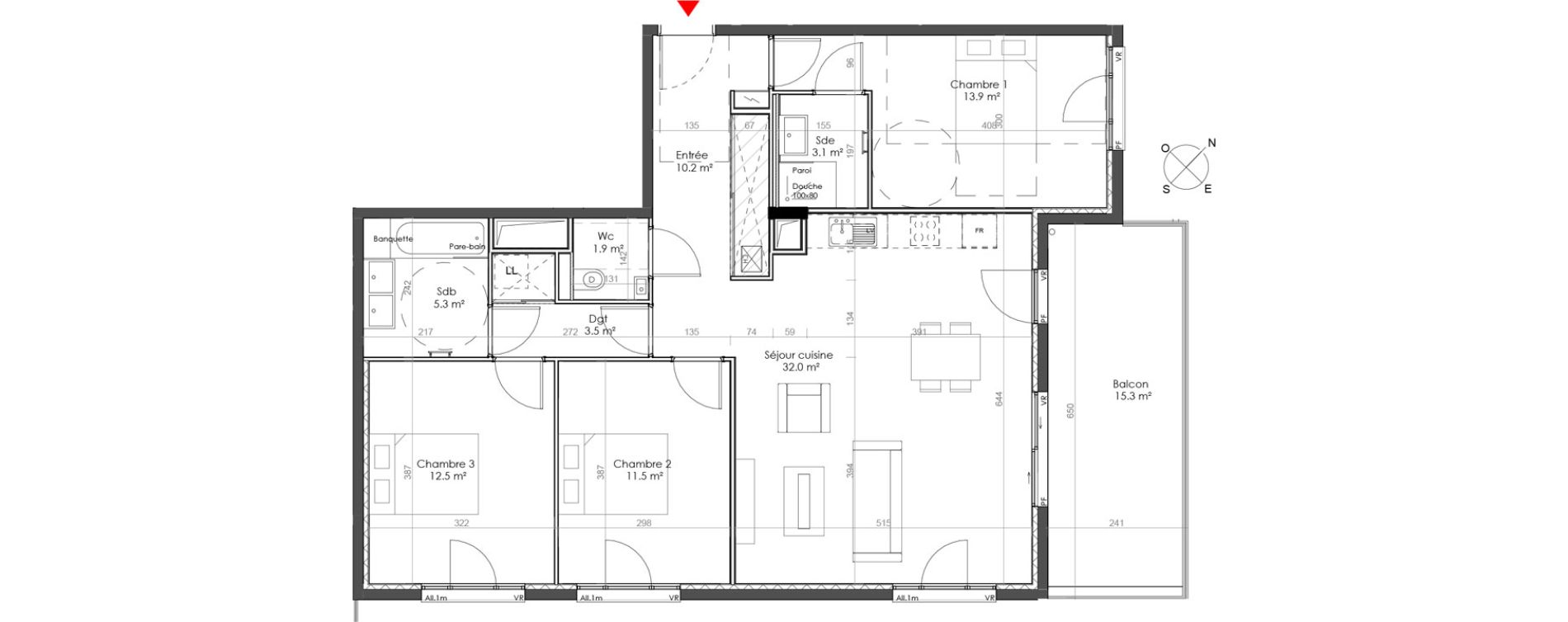 Appartement T4 de 93,70 m2 &agrave; Sainte-Foy-L&egrave;s-Lyon Centre