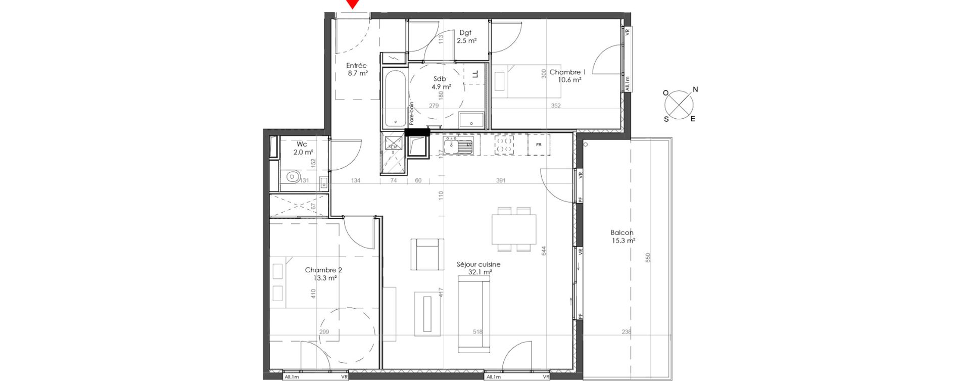 Appartement T3 de 74,10 m2 &agrave; Sainte-Foy-L&egrave;s-Lyon Centre
