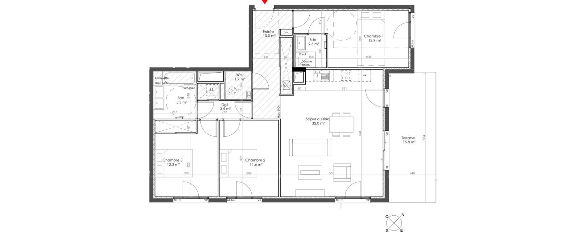 Appartement T4 de 92,90 m2 &agrave; Sainte-Foy-L&egrave;s-Lyon Centre