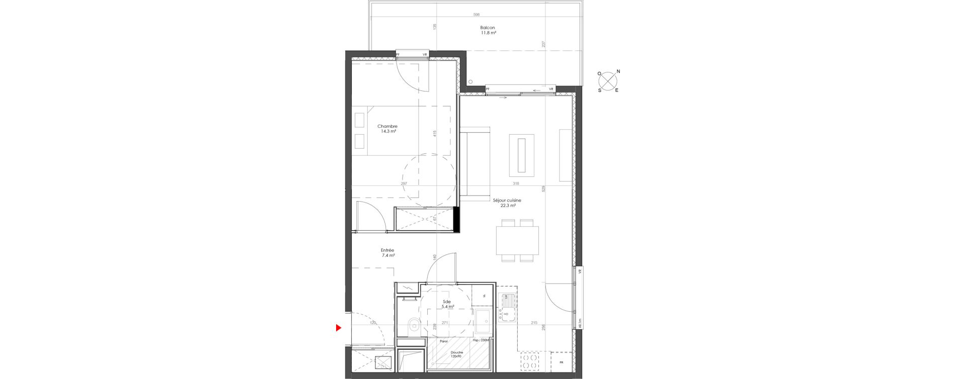 Appartement T2 de 49,40 m2 &agrave; Sainte-Foy-L&egrave;s-Lyon Centre
