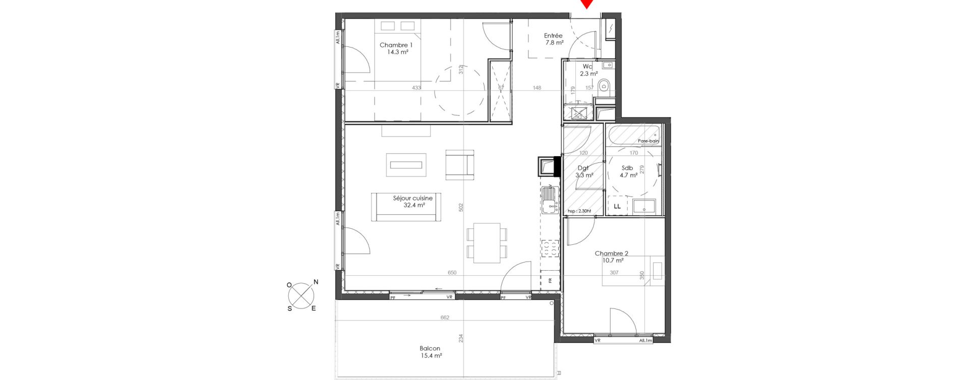 Appartement T3 de 75,70 m2 &agrave; Sainte-Foy-L&egrave;s-Lyon Centre