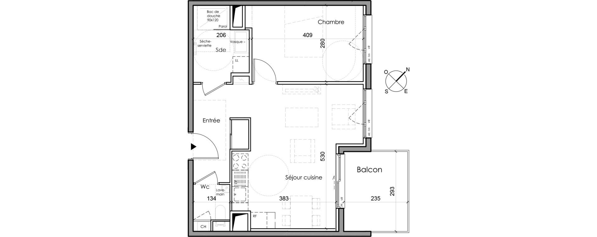 Appartement T2 de 45,60 m2 &agrave; Sainte-Foy-L&egrave;s-Lyon Centre