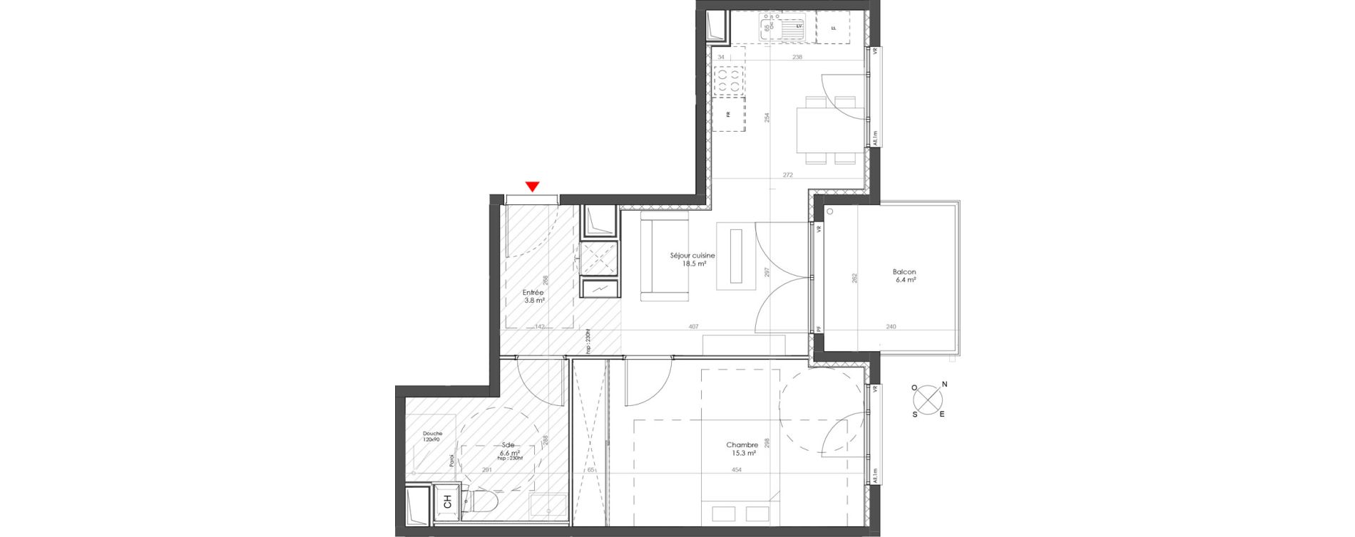 Appartement T2 de 44,20 m2 &agrave; Sainte-Foy-L&egrave;s-Lyon Centre