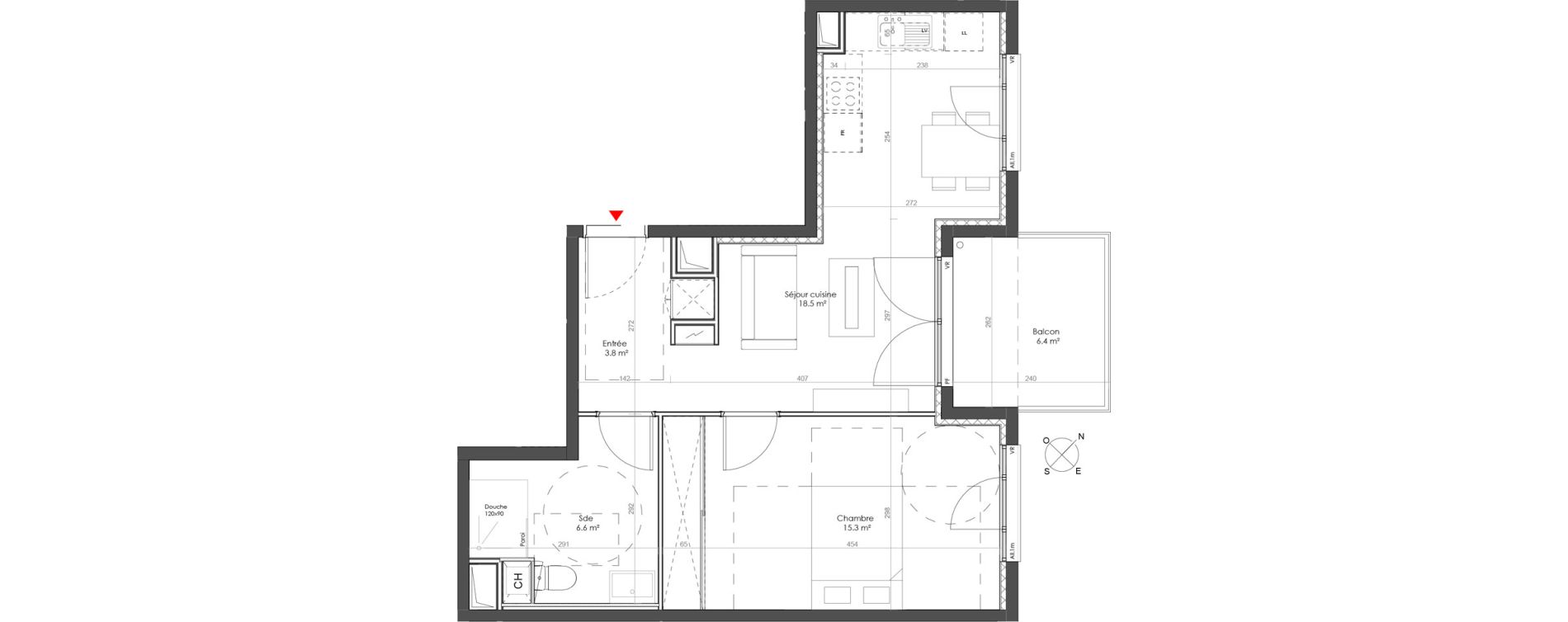 Appartement T2 de 44,20 m2 &agrave; Sainte-Foy-L&egrave;s-Lyon Centre