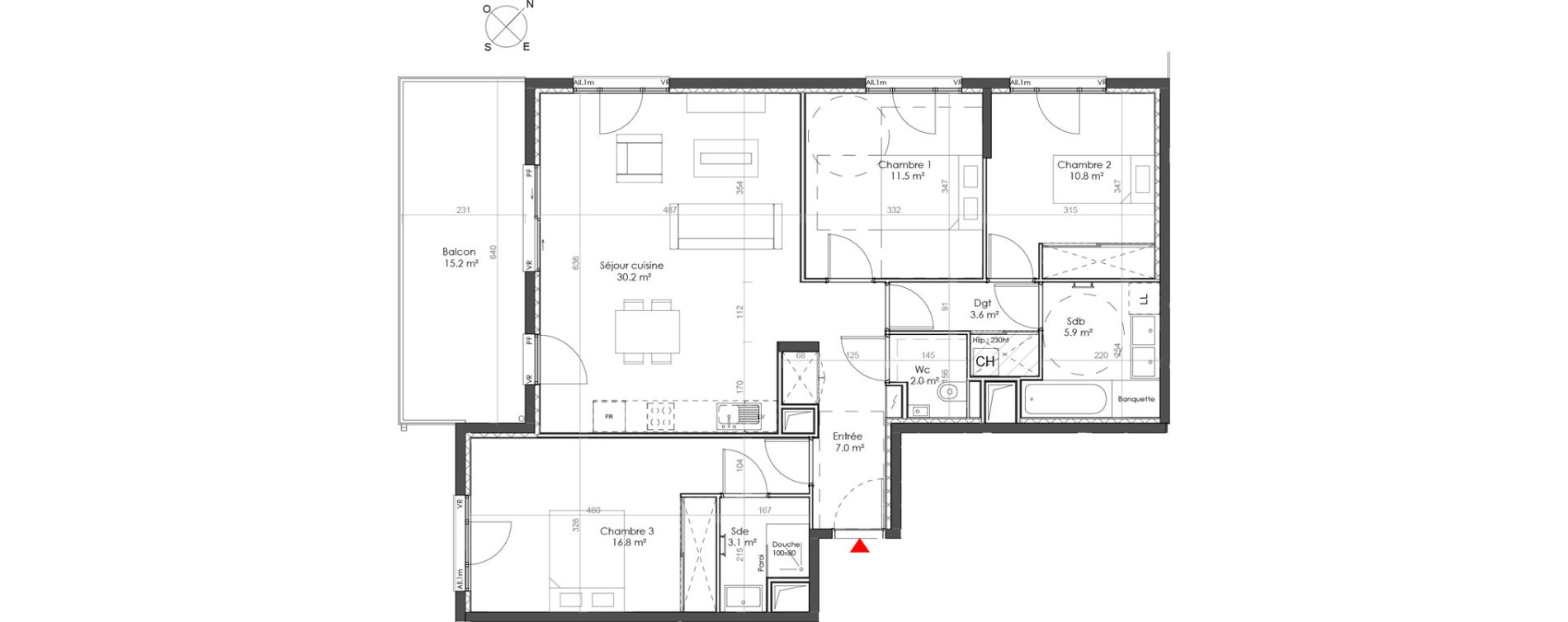 Appartement T4 de 90,90 m2 &agrave; Sainte-Foy-L&egrave;s-Lyon Centre