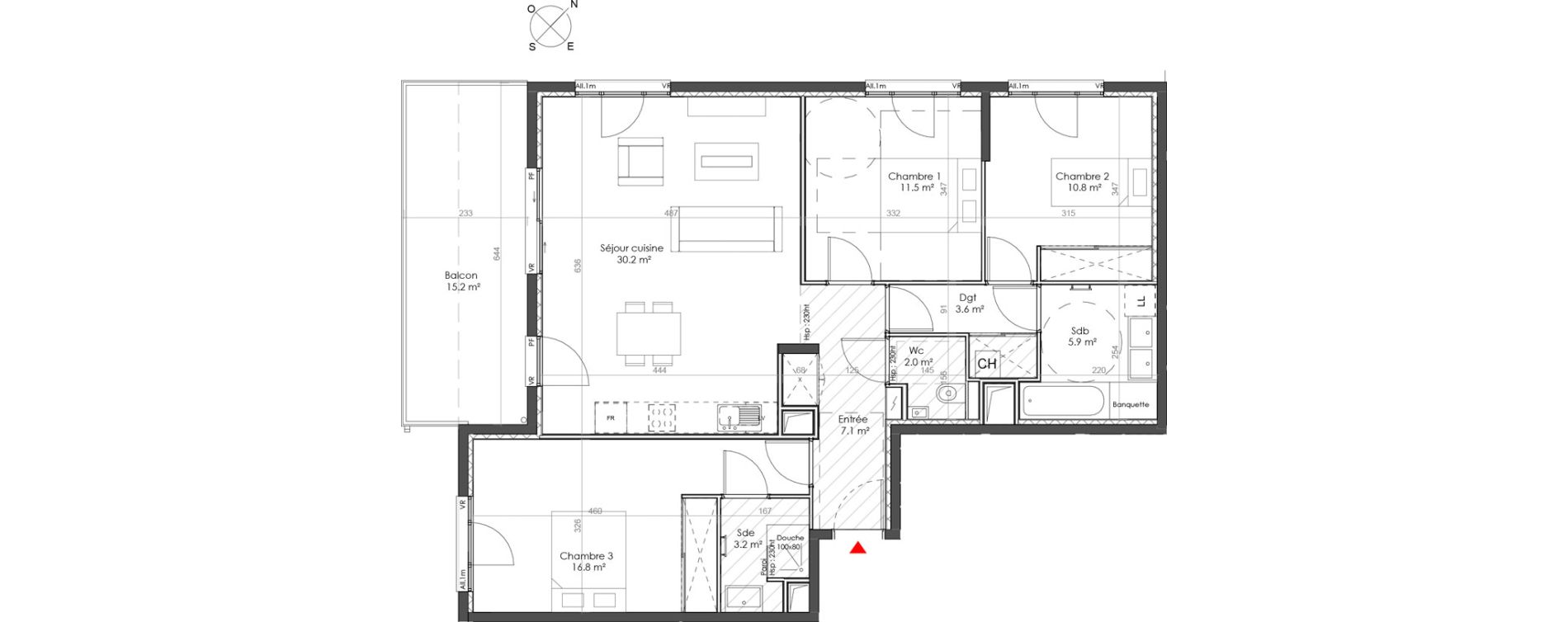 Appartement T4 de 91,10 m2 &agrave; Sainte-Foy-L&egrave;s-Lyon Centre