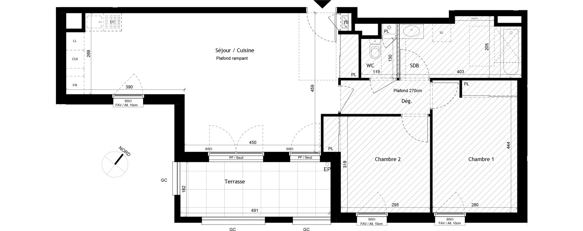 Appartement T3 de 68,88 m2 &agrave; Sainte-Foy-L&egrave;s-Lyon Plan du loup