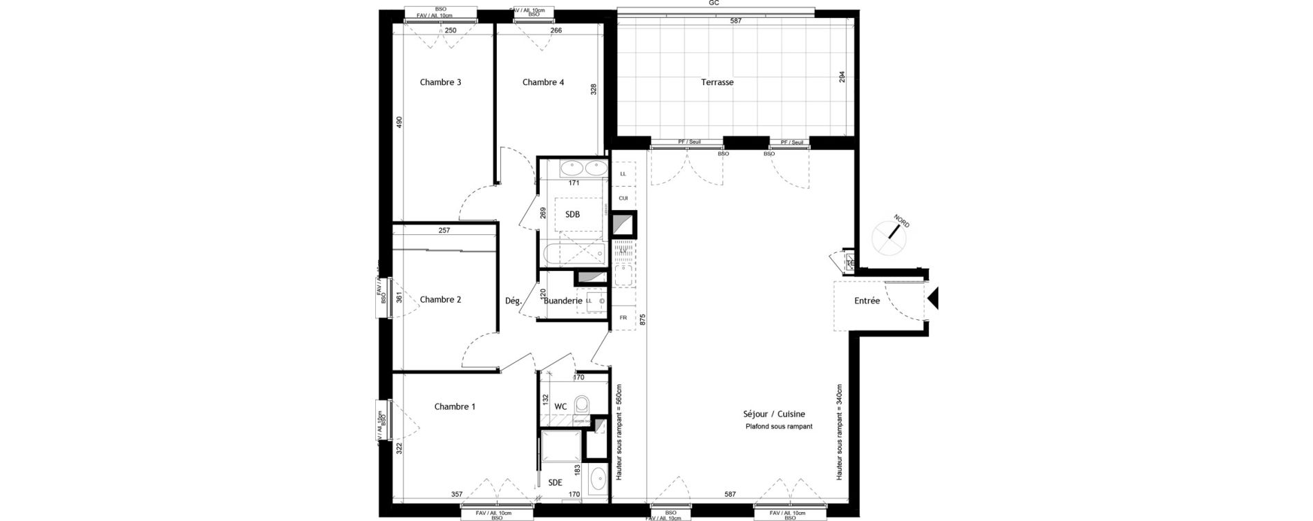 Appartement T5 de 113,41 m2 &agrave; Sainte-Foy-L&egrave;s-Lyon Plan du loup