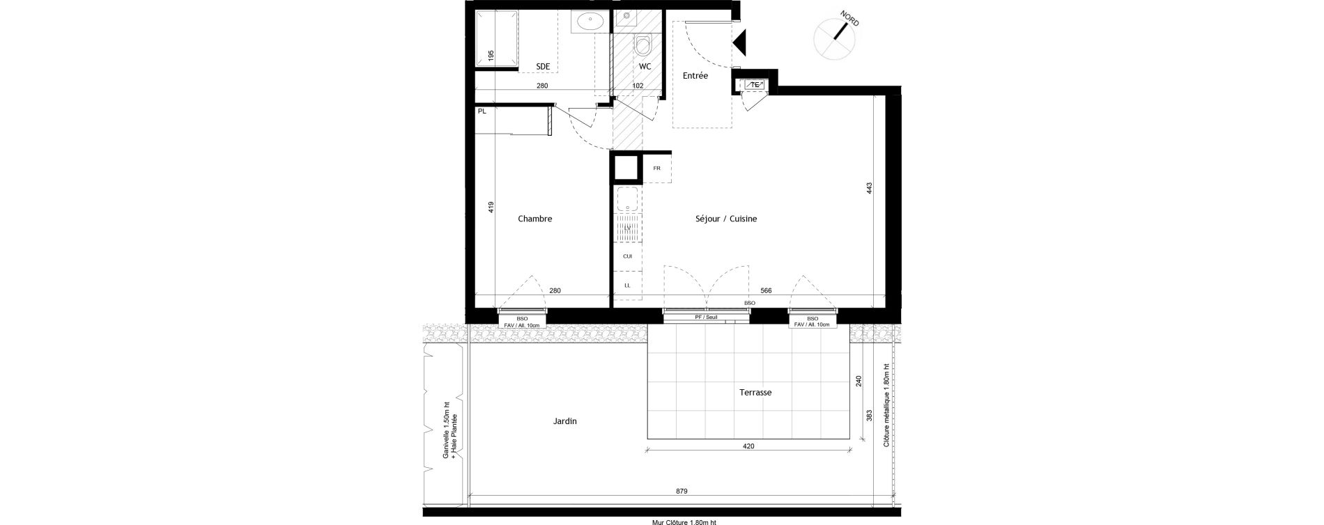 Appartement T2 de 45,81 m2 &agrave; Sainte-Foy-L&egrave;s-Lyon Plan du loup