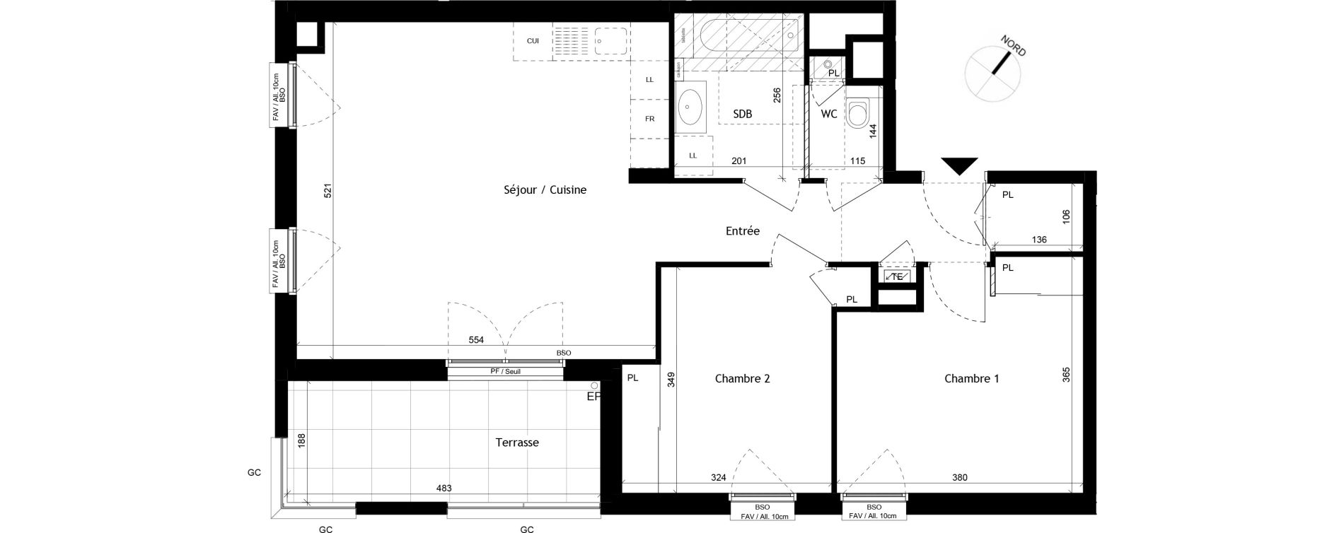 Appartement T3 de 67,16 m2 &agrave; Sainte-Foy-L&egrave;s-Lyon Plan du loup
