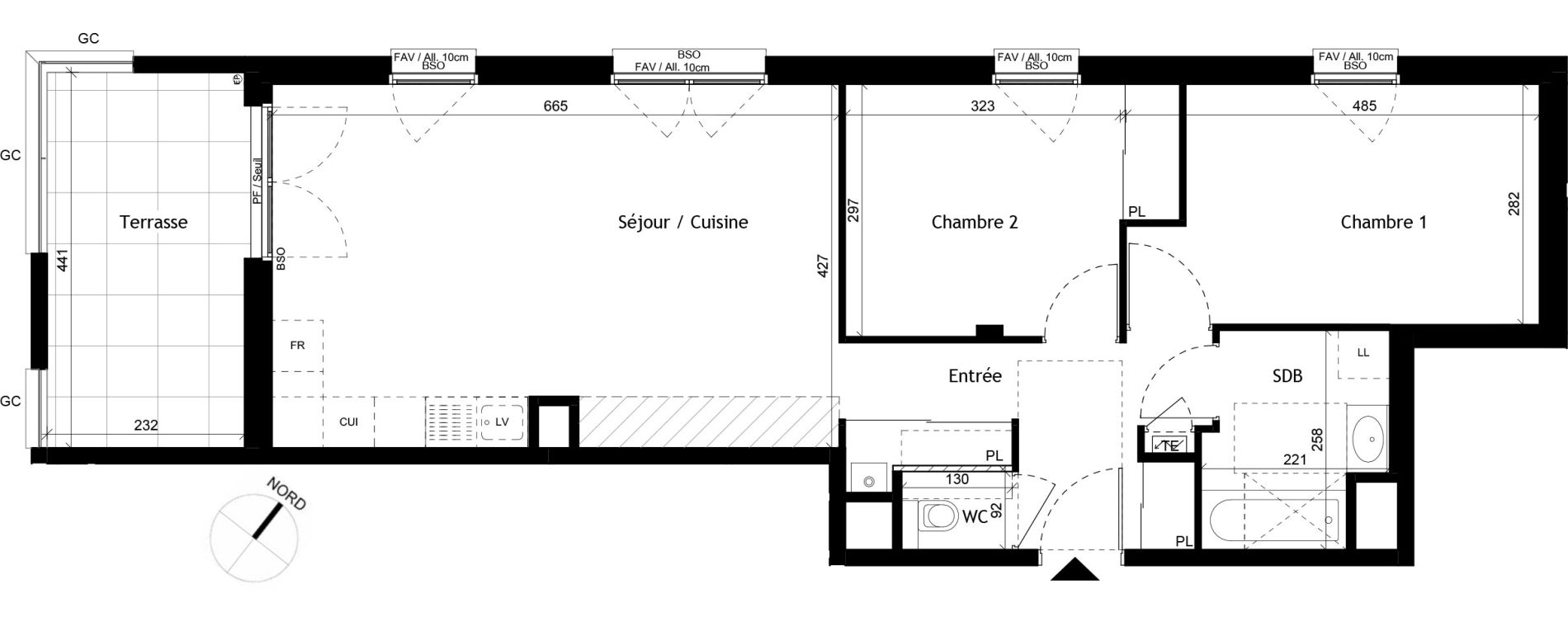 Appartement T3 de 65,71 m2 &agrave; Sainte-Foy-L&egrave;s-Lyon Plan du loup