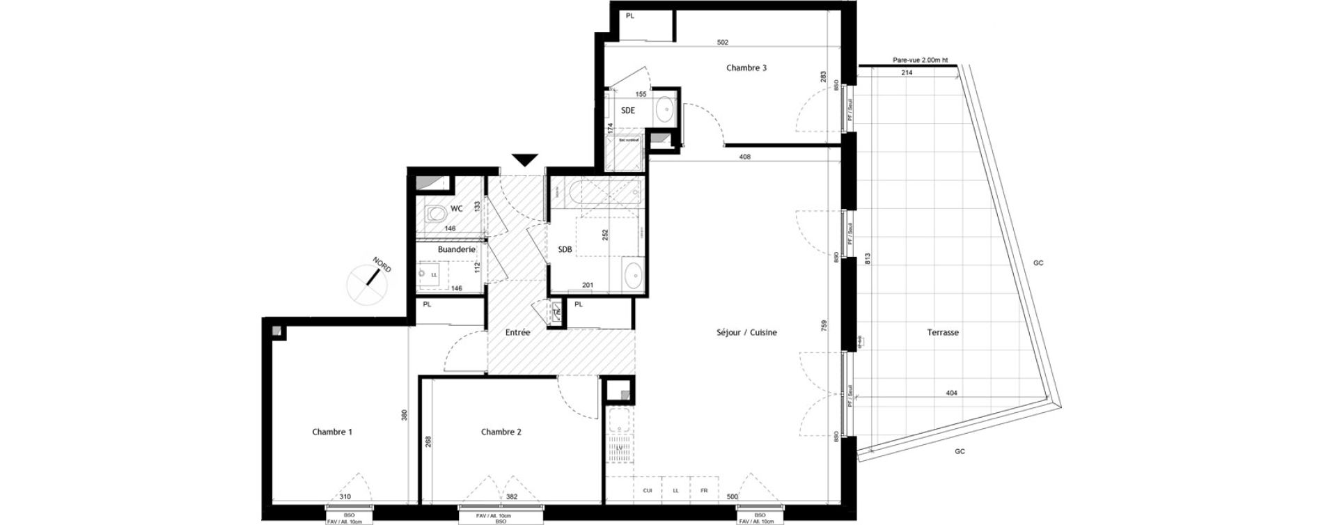 Appartement T4 de 88,13 m2 &agrave; Sainte-Foy-L&egrave;s-Lyon Plan du loup