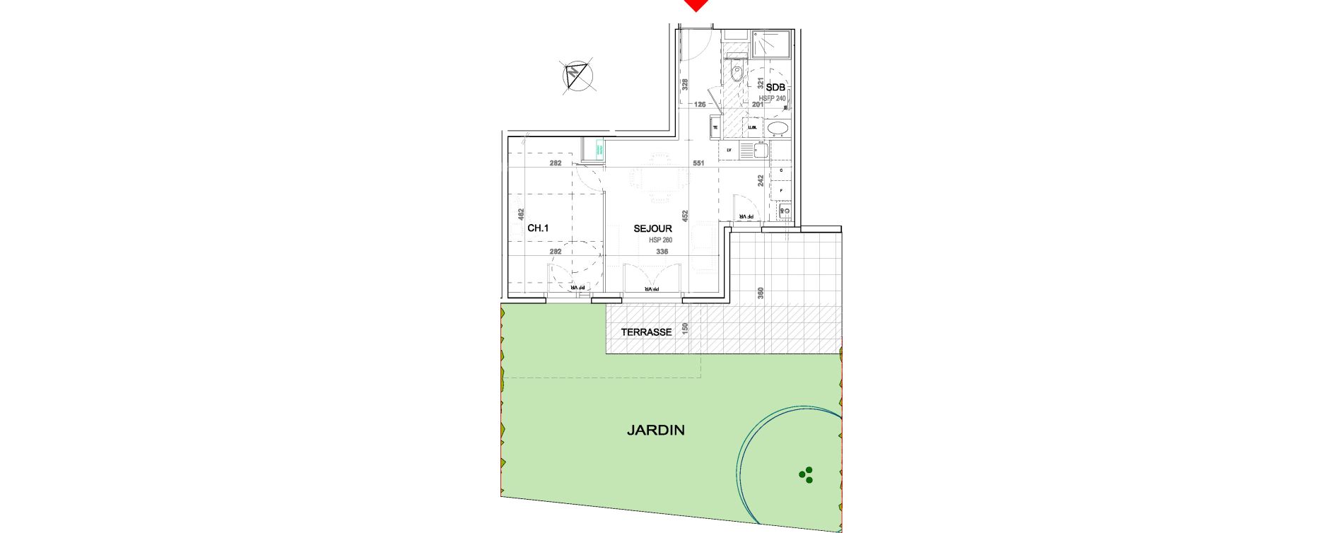 Appartement T2 de 42,98 m2 &agrave; Sainte-Foy-L&egrave;s-Lyon Plan du loup