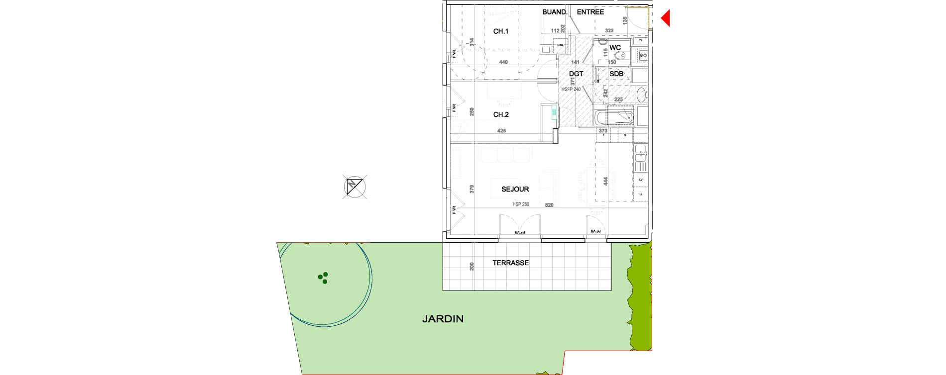 Appartement T3 de 74,13 m2 &agrave; Sainte-Foy-L&egrave;s-Lyon Plan du loup