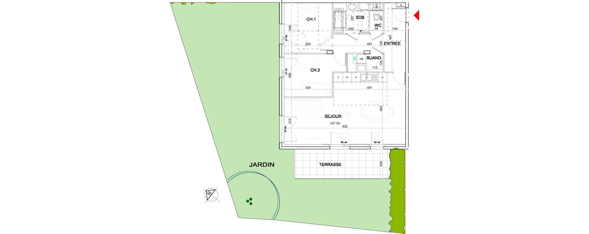 Appartement T3 de 74,97 m2 &agrave; Sainte-Foy-L&egrave;s-Lyon Plan du loup