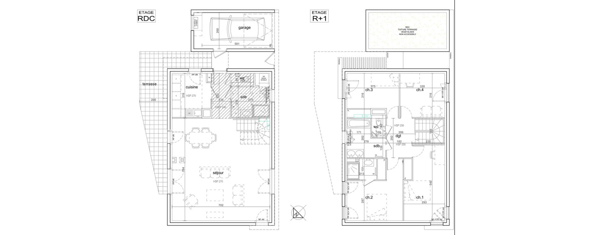 Maison T5 de 137,00 m2 &agrave; Sainte-Foy-L&egrave;s-Lyon Plan du loup