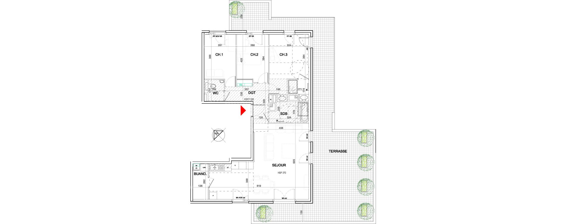 Appartement T4 de 94,46 m2 &agrave; Sainte-Foy-L&egrave;s-Lyon Plan du loup