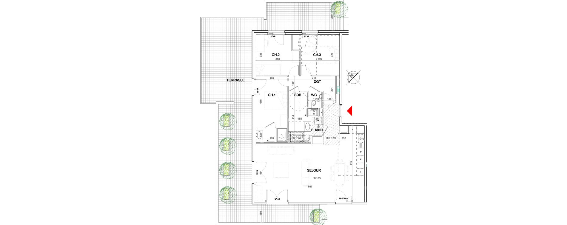 Appartement T4 de 99,73 m2 &agrave; Sainte-Foy-L&egrave;s-Lyon Plan du loup