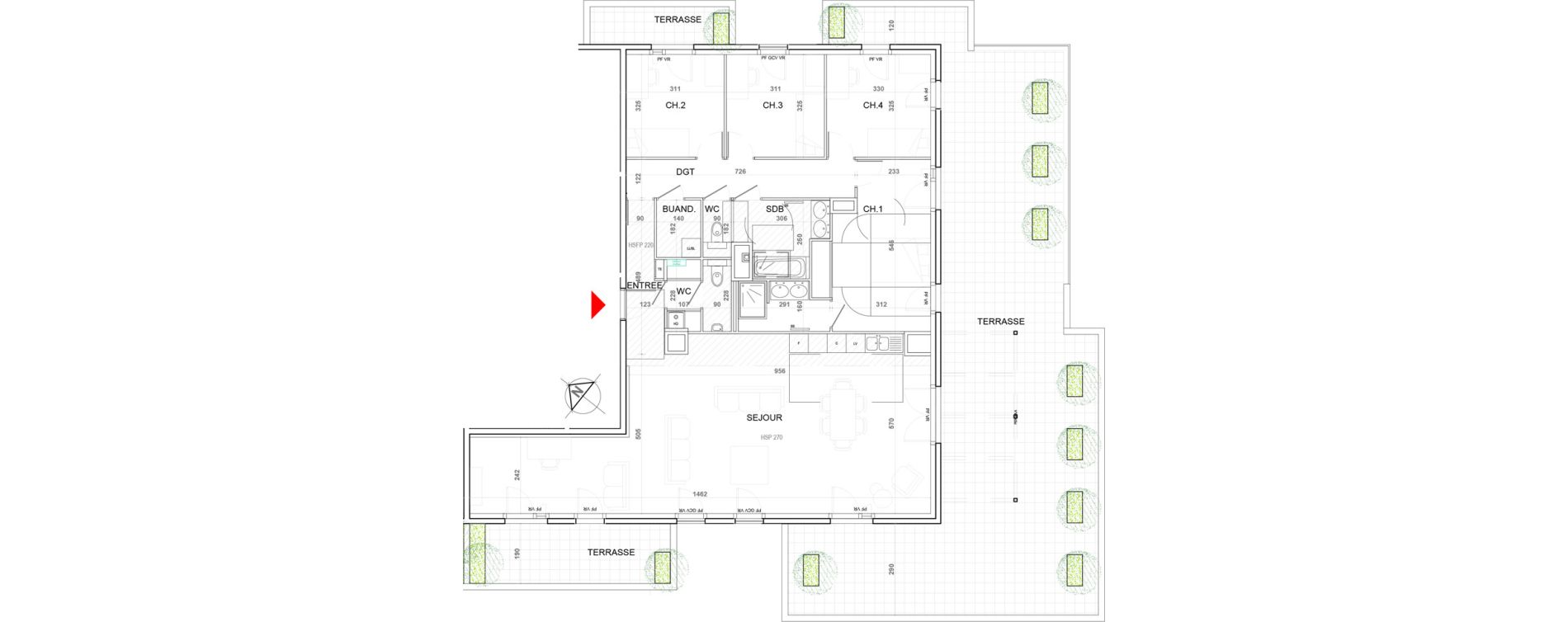 Appartement T5 de 145,26 m2 &agrave; Sainte-Foy-L&egrave;s-Lyon Plan du loup