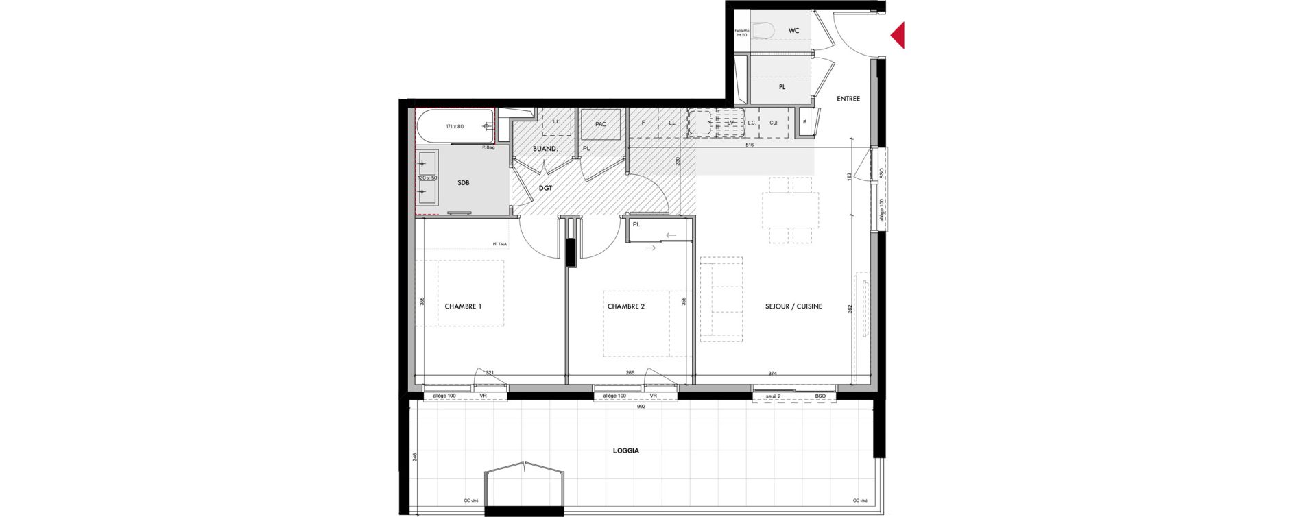 Appartement T3 de 60,70 m2 &agrave; Sainte-Foy-L&egrave;s-Lyon Chavril