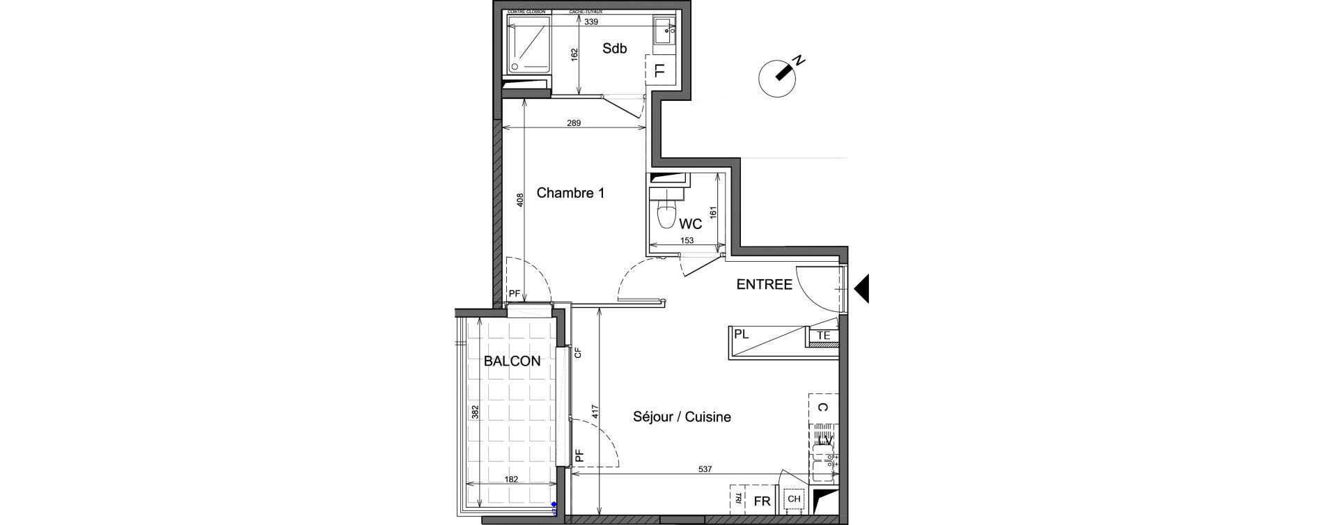 Appartement T2 de 44,28 m2 &agrave; Sainte-Foy-L&egrave;s-Lyon Chantegrillet