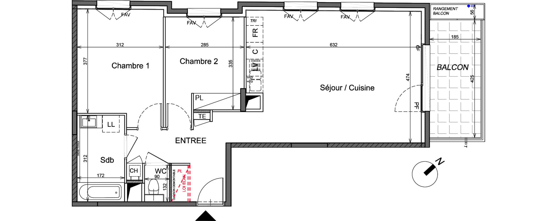 Appartement T3 de 67,26 m2 &agrave; Sainte-Foy-L&egrave;s-Lyon Chantegrillet