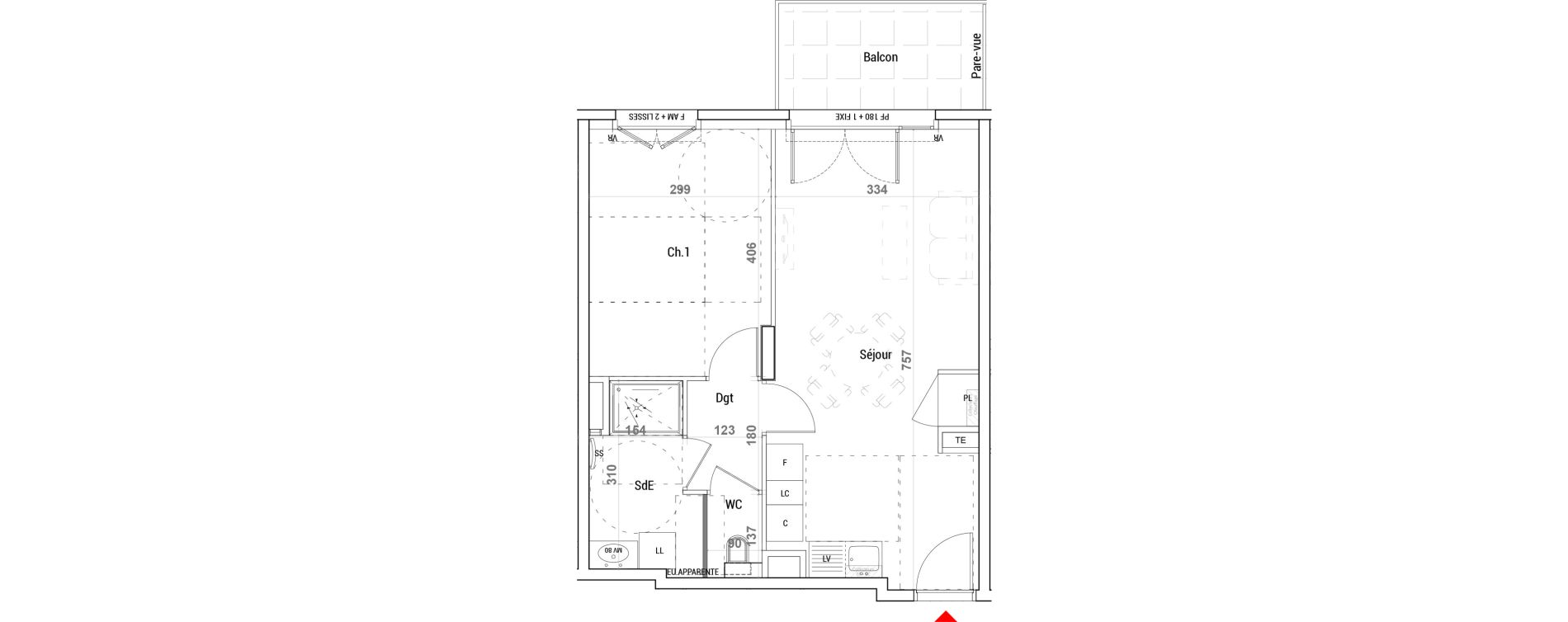 Appartement T2 de 44,95 m2 &agrave; Sathonay-Camp Centre