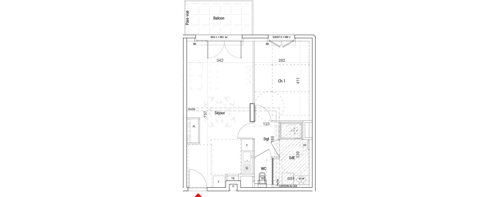 Appartement T2 de 44,95 m2 &agrave; Sathonay-Camp Centre