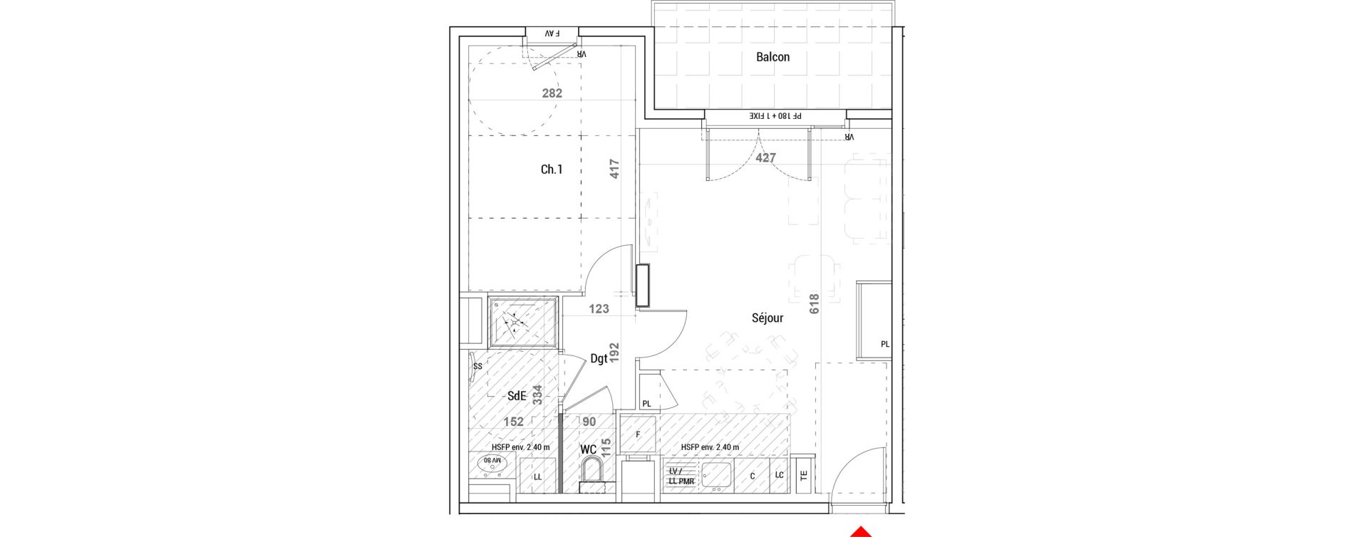 Appartement T2 de 45,75 m2 &agrave; Sathonay-Camp Centre