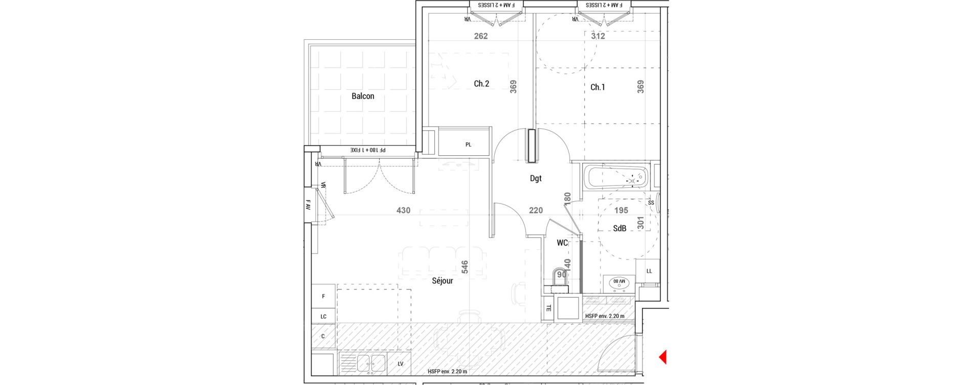 Appartement T3 de 63,70 m2 &agrave; Sathonay-Camp Centre