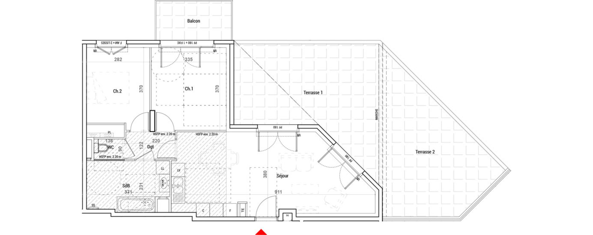 Appartement T3 de 64,15 m2 &agrave; Sathonay-Camp Centre