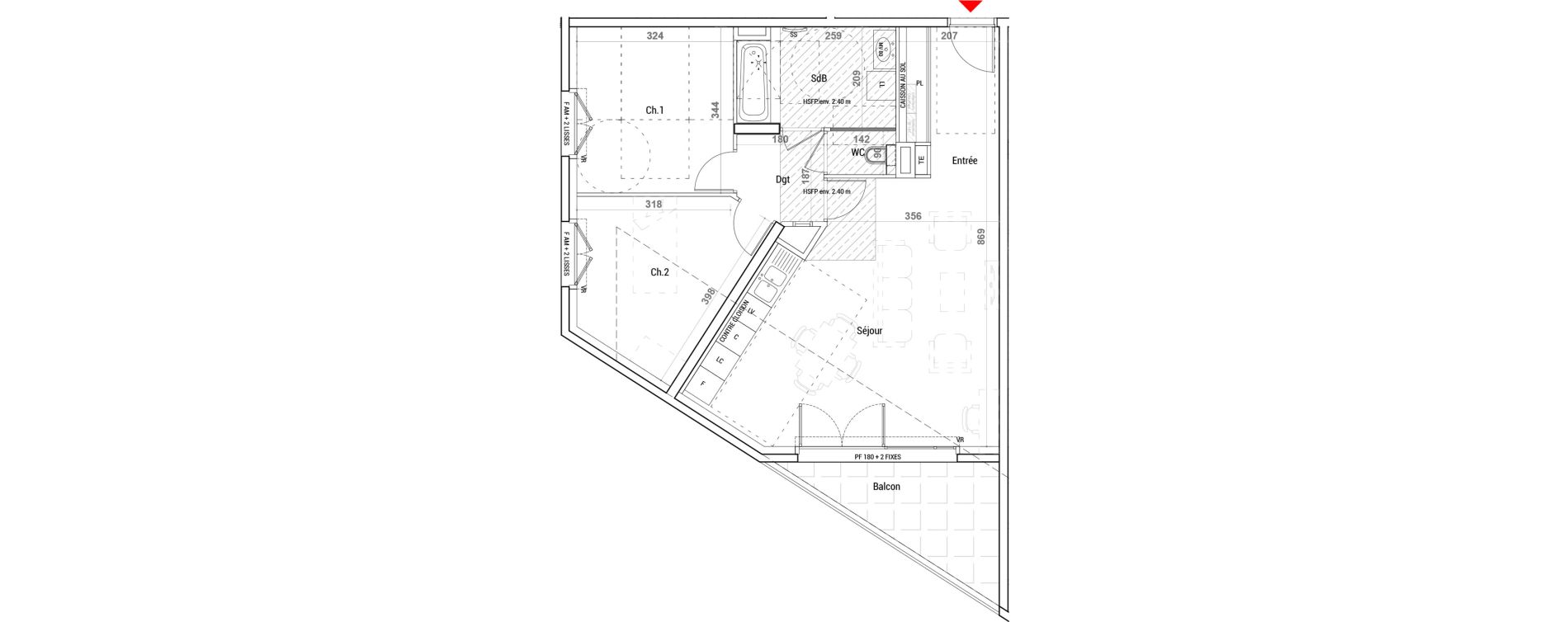 Appartement T3 de 67,20 m2 &agrave; Sathonay-Camp Centre