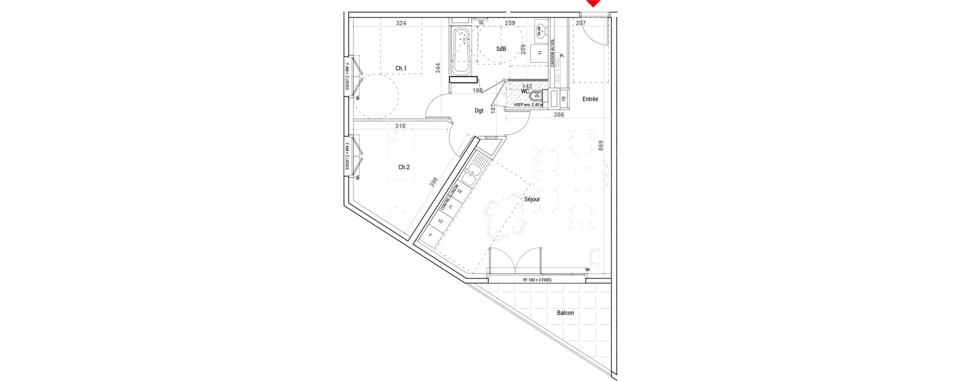 Appartement T3 de 67,20 m2 &agrave; Sathonay-Camp Centre