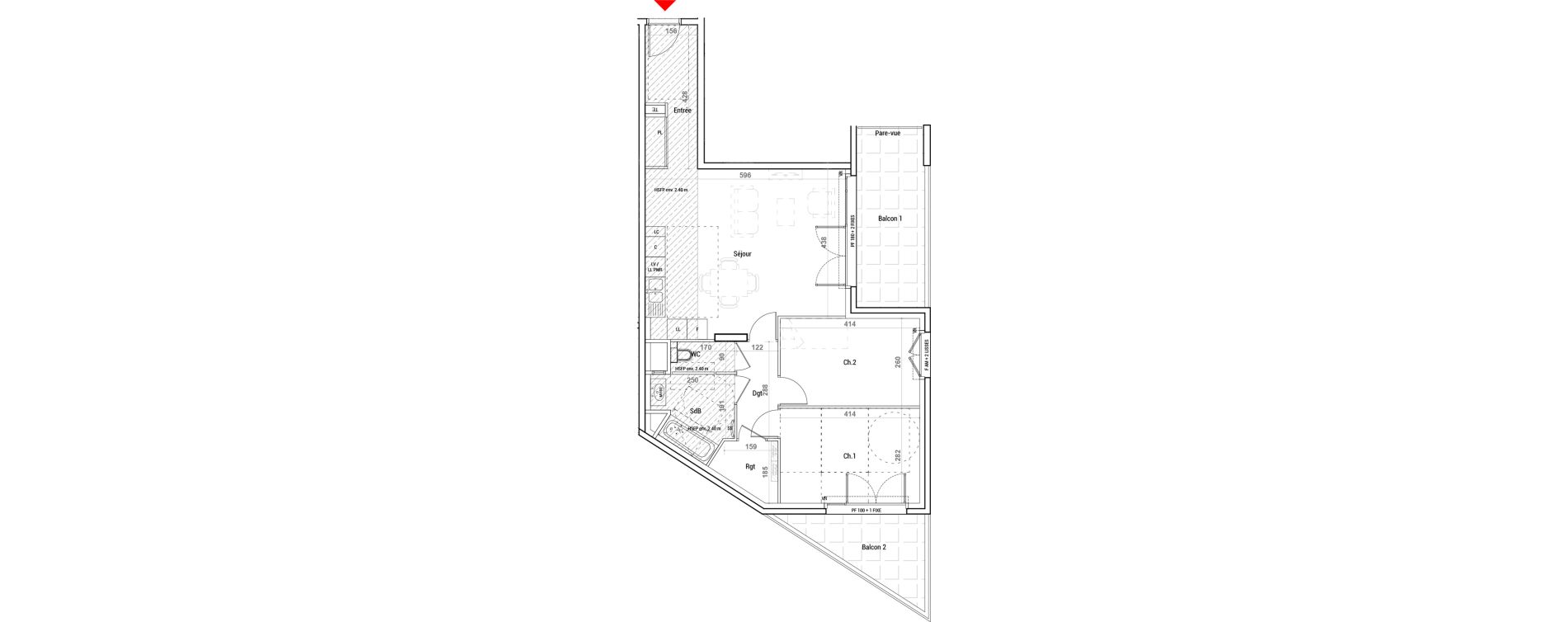 Appartement T3 de 70,05 m2 &agrave; Sathonay-Camp Centre