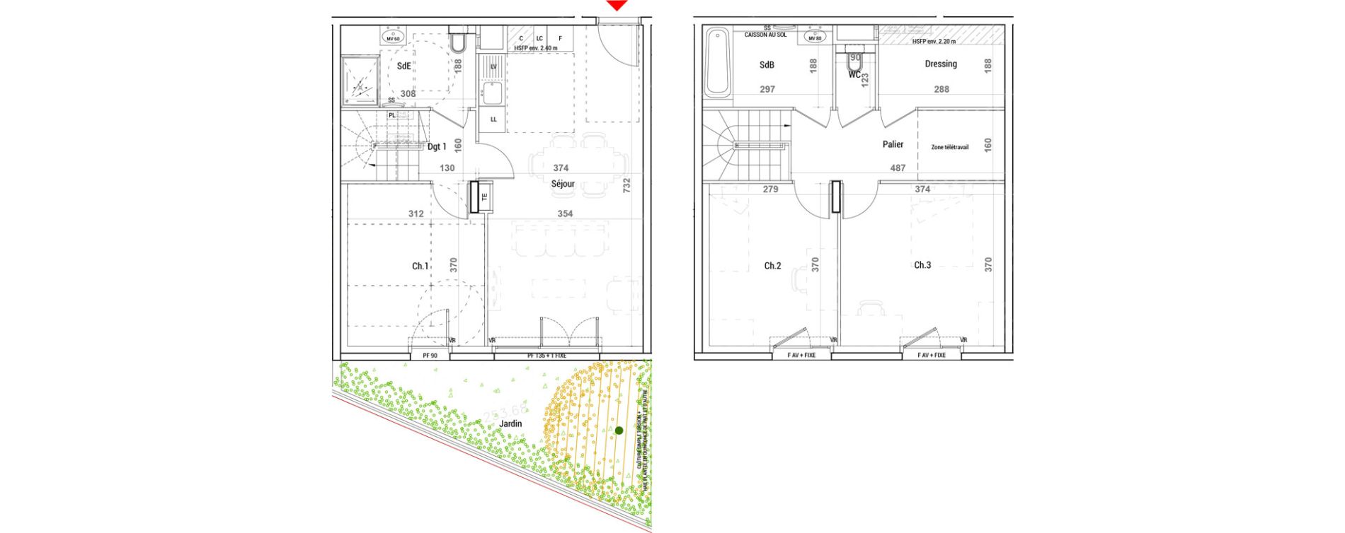 Duplex T4 de 89,85 m2 &agrave; Sathonay-Camp Centre