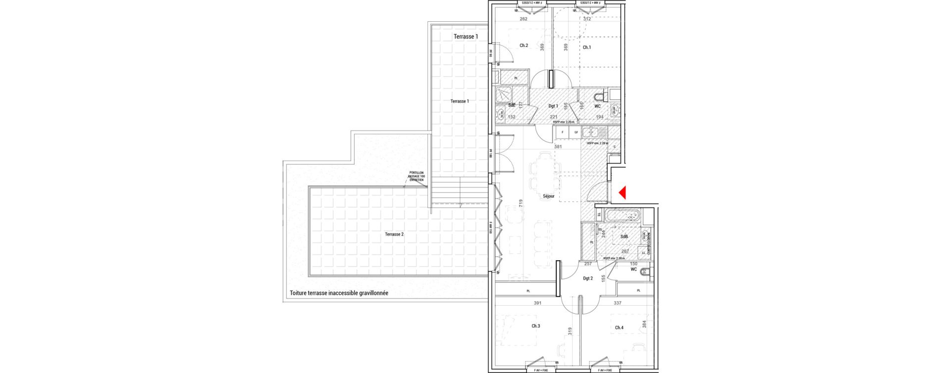 Appartement T5 de 101,10 m2 &agrave; Sathonay-Camp Centre
