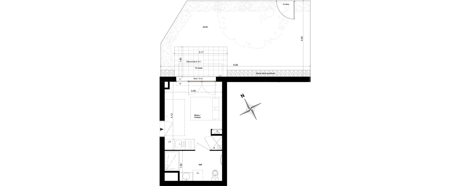 Appartement T1 de 19,61 m2 &agrave; Sathonay-Camp Centre