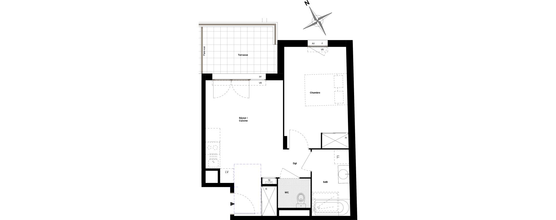 Appartement T2 de 39,36 m2 &agrave; Sathonay-Camp Centre