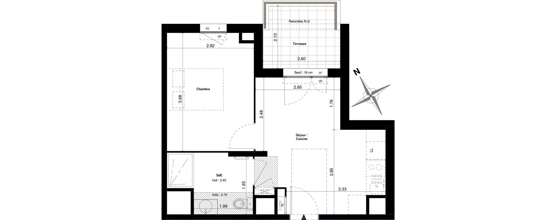 Appartement T2 de 32,80 m2 &agrave; Sathonay-Camp Centre