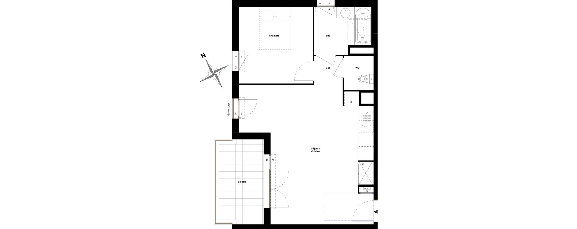 Appartement T2 de 50,10 m2 &agrave; Sathonay-Camp Centre