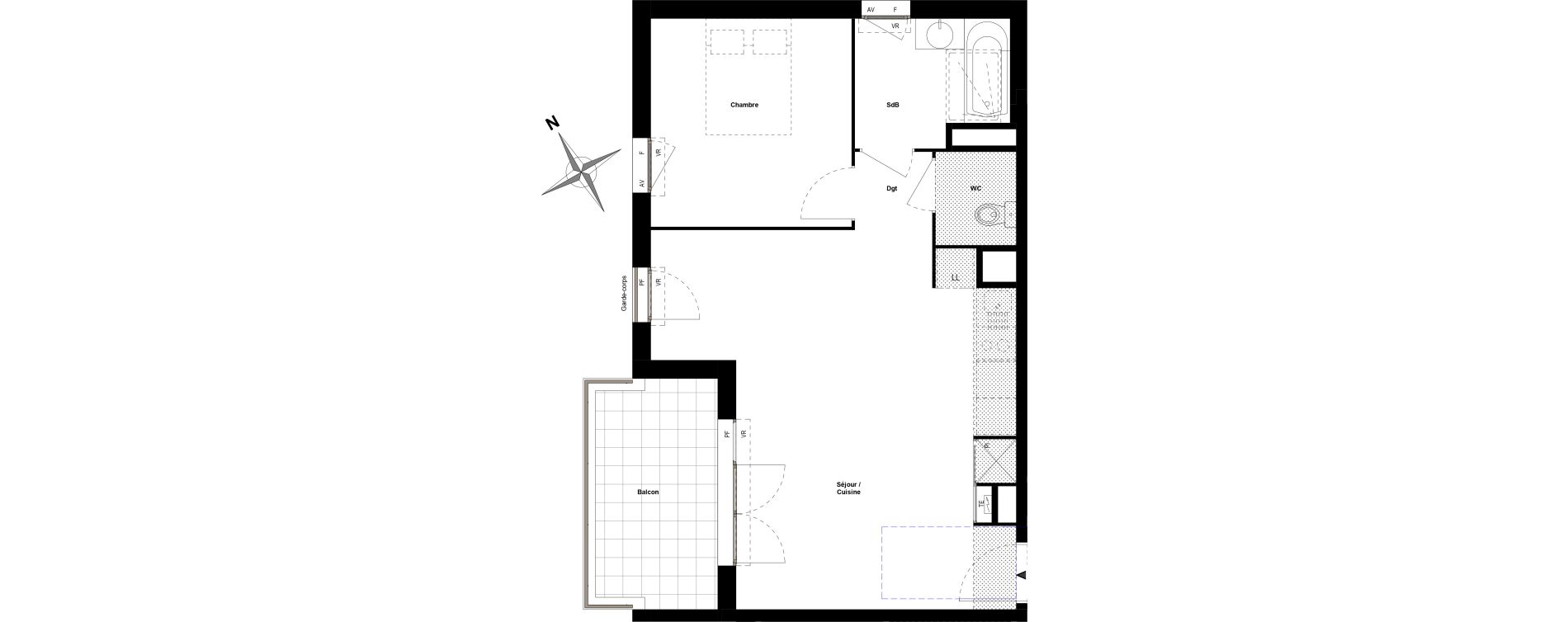 Appartement T2 de 49,89 m2 &agrave; Sathonay-Camp Centre