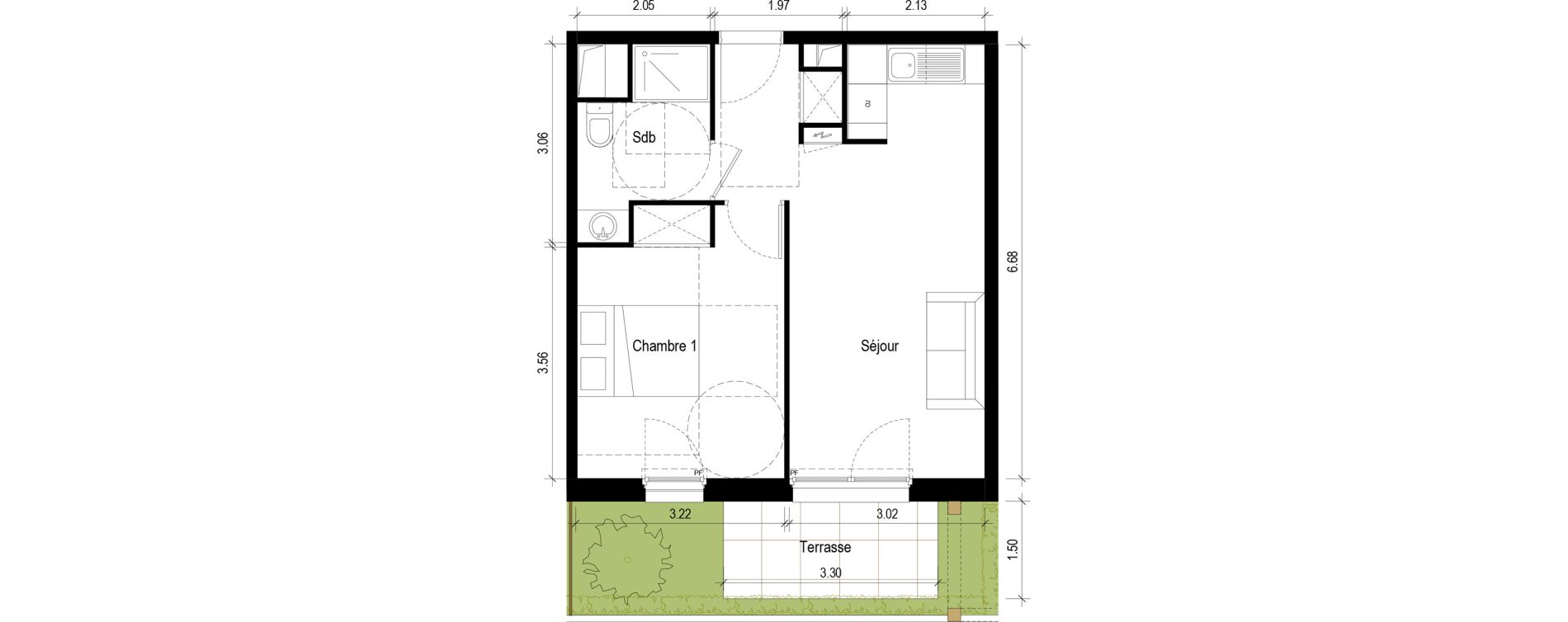 Appartement T2 de 40,00 m2 &agrave; S&eacute;r&eacute;zin-Du-Rh&ocirc;ne Centre
