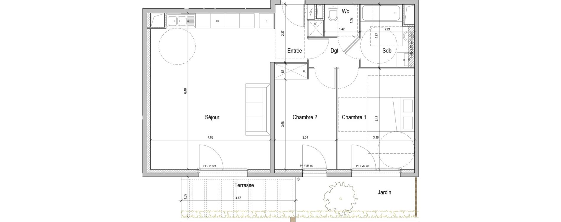 Appartement T3 de 68,20 m2 &agrave; S&eacute;r&eacute;zin-Du-Rh&ocirc;ne Centre