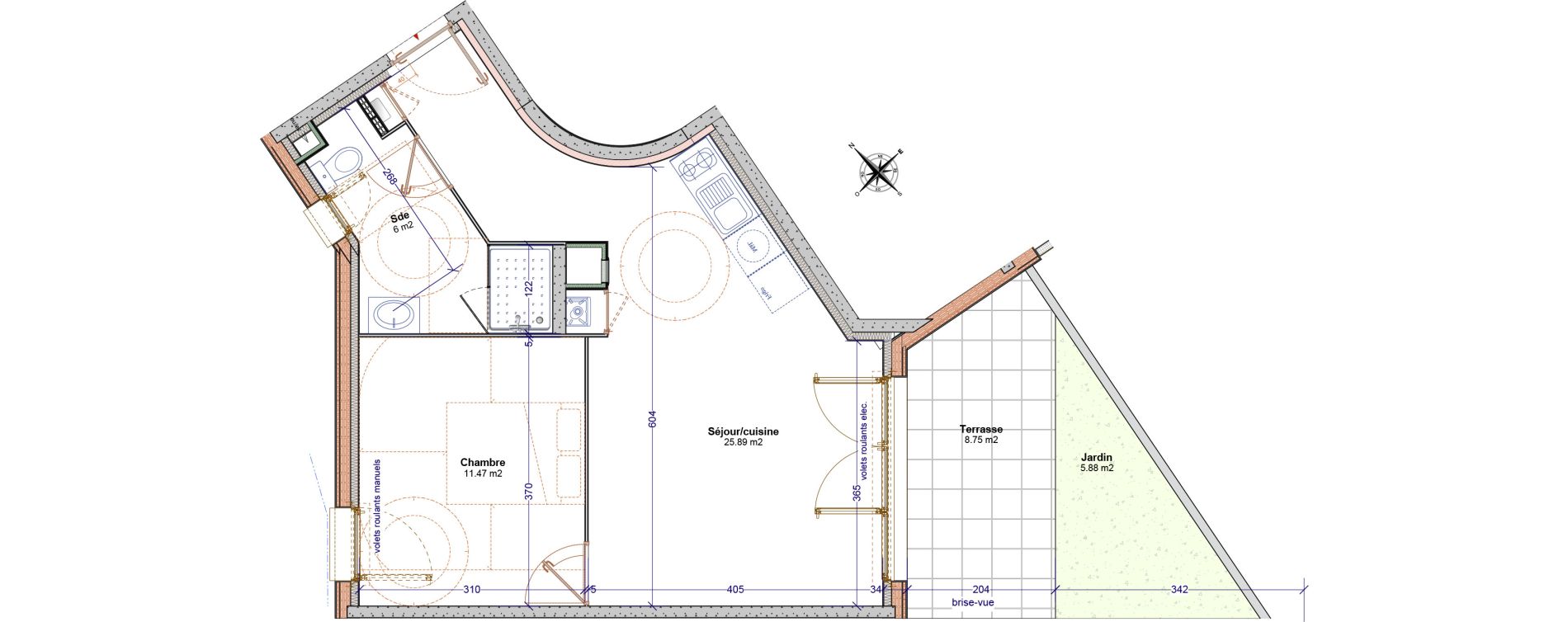 Appartement T2 de 43,36 m2 &agrave; Simandres Centre