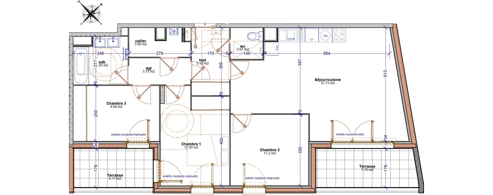 Appartement T4 de 84,11 m2 &agrave; Simandres Centre