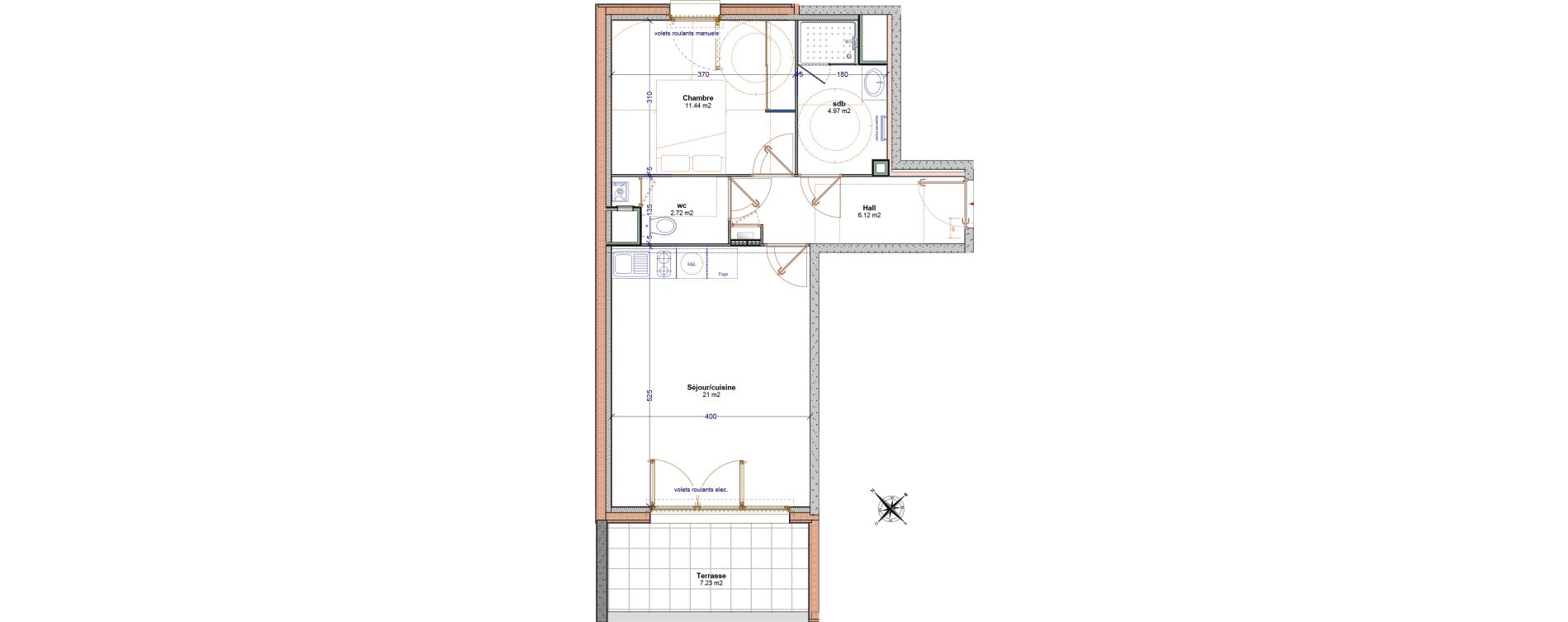 Appartement T2 de 46,25 m2 &agrave; Simandres Centre