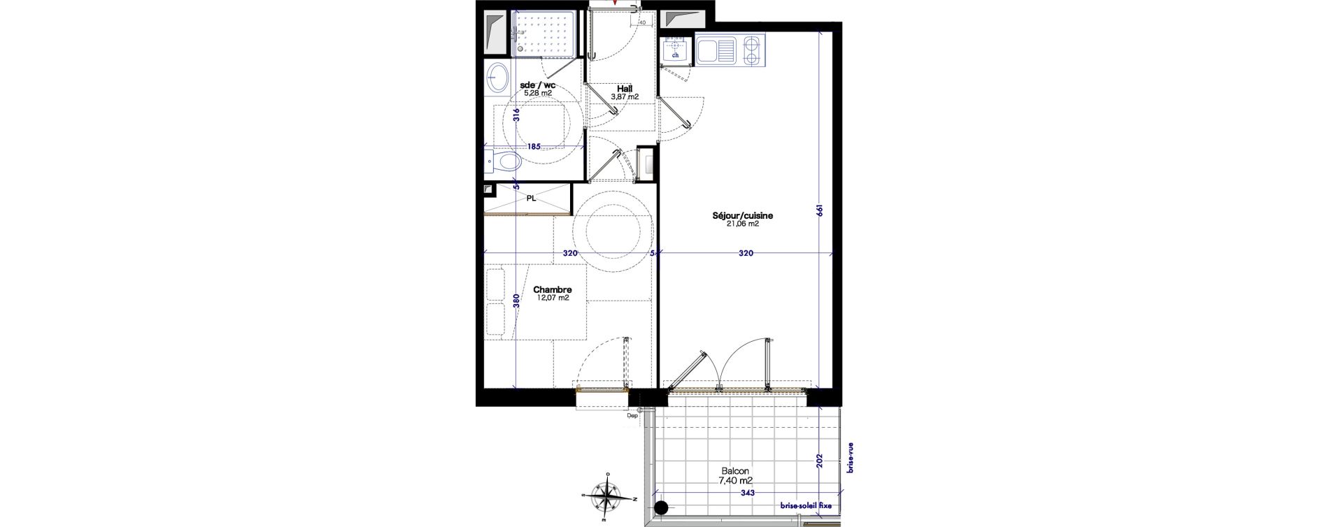 Appartement T2 de 42,28 m2 &agrave; Simandres Centre