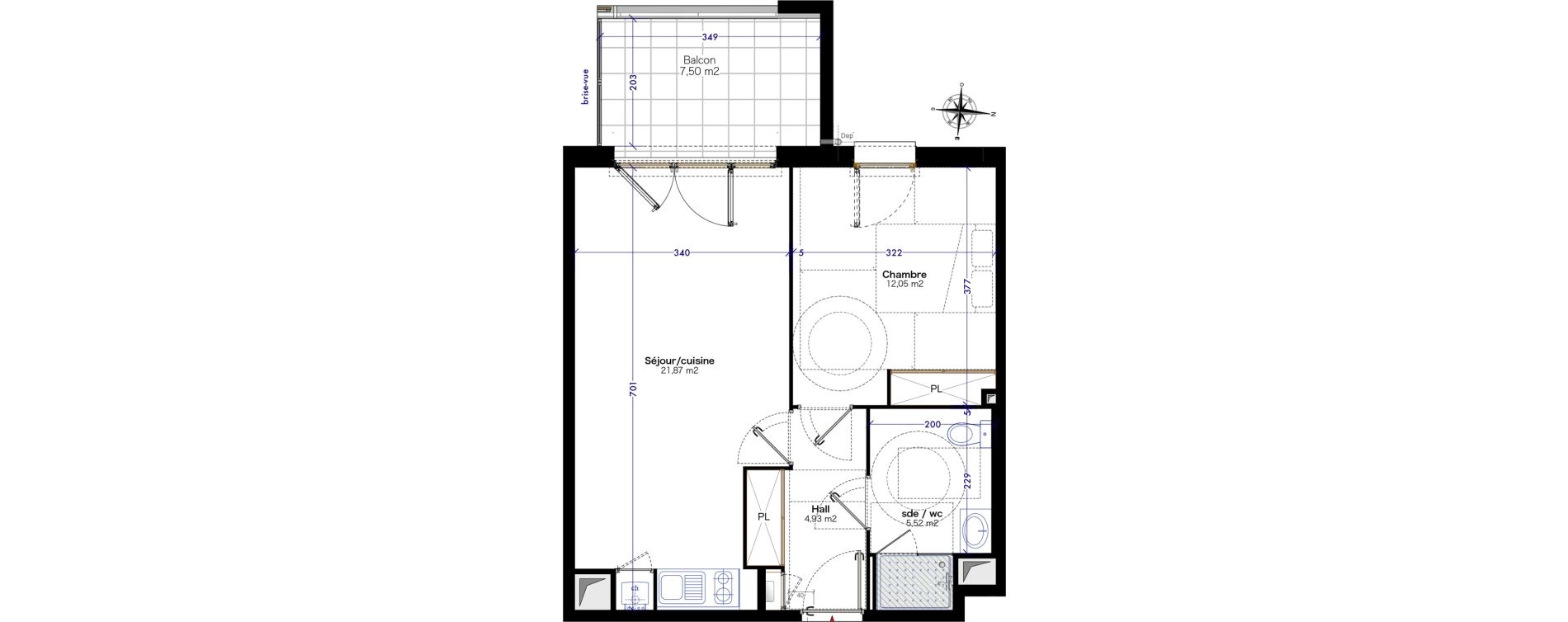 Appartement T2 de 44,37 m2 &agrave; Simandres Centre