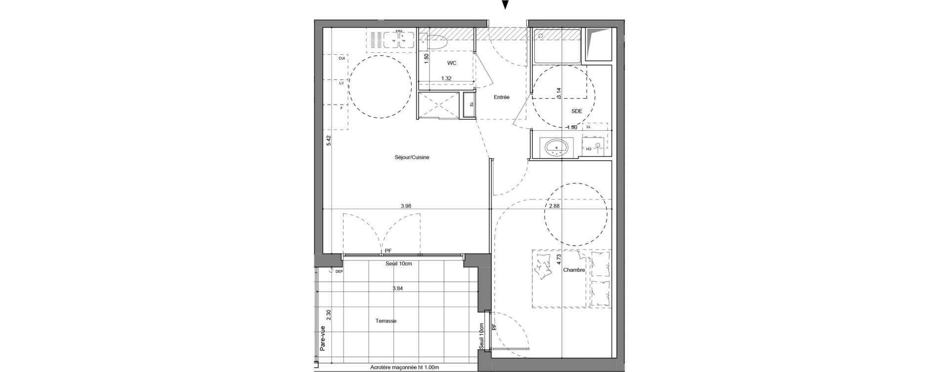 Appartement T2 de 43,00 m2 &agrave; Simandres Centre